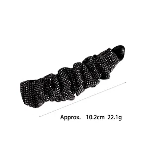 Fermaglio per capelli a banana con strass neri per donna, lunghezza 10,2 cm