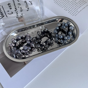 Élastiques à cheveux élégants avec perles de cristal gris et cordes tressées