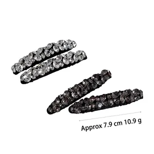 Set di fermagli per capelli in cristallo con strass bianchi e grigi su metallo