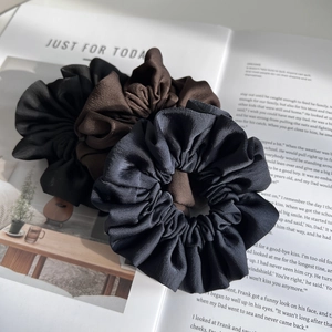 Simple Satin Scrunchie Solid Color Pleated Hair Tie Satin Like Elastic Hair Band For Women Fashion Daily Hair Accessories