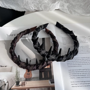 Luxus Strass Satin Geflochtener Haarreif Punk Spike Rutschfester Gezahnter Haarschmuck Für Damen Party Mode Kopfschmuck