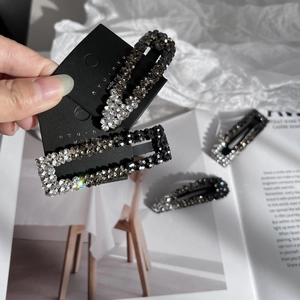 Luxury Shiny Rhinestone Hair Clips Full Crystal Gradient Geometric Rectangular Waterdrop BB Side Clip Korean Hair Accessories