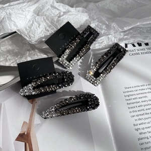 Sparkling rhinestone BB hair clips set of four in rectangular and oval shapes