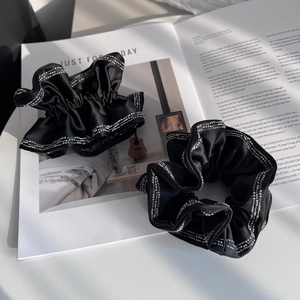 Eleganti Elastici Per Capelli In Raso Nero Con Bordi In Künstliche Perle Sintetiche E Strass Morbidi Lacci Per Capelli Per Donna Accessori Moda