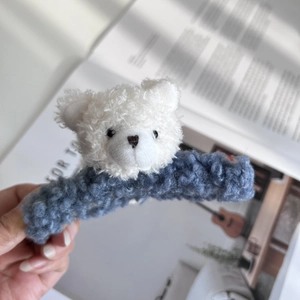 Korean Style Cute Cartoon Plush Bear Hair Claw Clip For Women Soft Fabric Shark Clip Large Hairpin Sweet Girl Hair Accessories