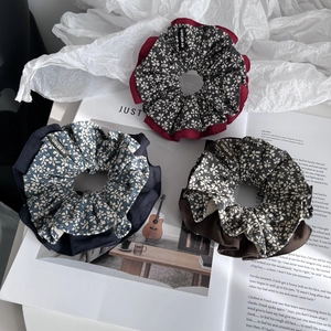 Korean Style Floral Fabric Scrunchie Elastic Large Hair Ring Flower Print Bun Hair Tie For Women Sweet Hair Accessories