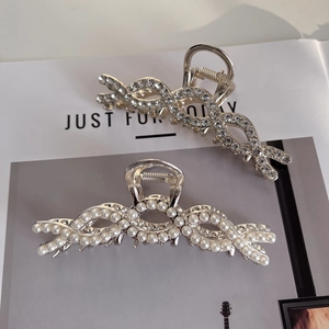 Elegante metalen haarklemmen set met strassteentjes en parels voor een verfijnde stijl