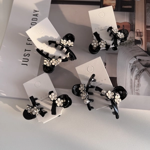 Elegant Flower Artificial Pearl Hair Claw Clips For Women Black Acetate Resin Bangs Clip Hair Accessories Hairpin Headwear Gift