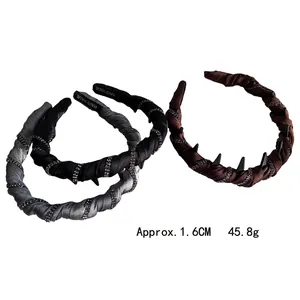 Three-pack padded rhinestone headbands in black, grey, and brown with non-slip teeth