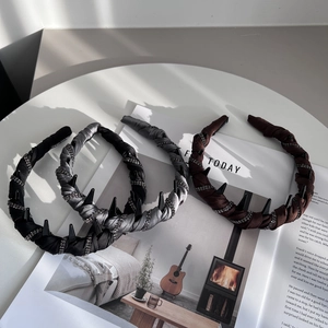 Three twisted knit headbands with rhinestones and anti-slip teeth for voluminous high skull tops