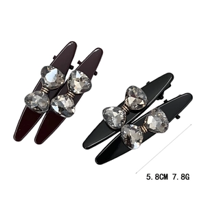 Barrettes à cheveux étincelantes avec nœud en cristal noir et marron pour femmes