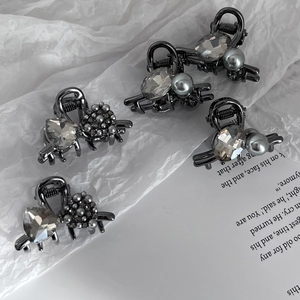 Pince à Cheveux de Luxe en Alliage Noir Fusil Avec Strass et Künstliche Perle d'imitation Accessoire Cheveux Cristal pour Femmes