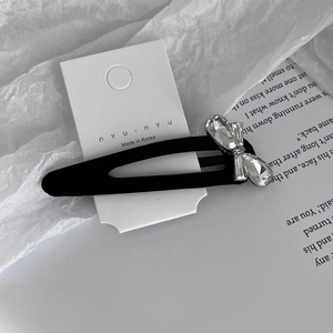 Minimalist Black Metal BB Clip Rhinestone Bow Hair Clip Elegant Side Clip For Women Daily Commute Fashion Accessories