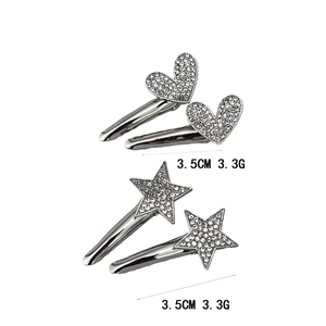 Ensemble de barrettes à cheveux argentées avec strass en forme de cœur et d'étoile brillante