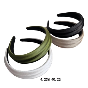 Chic padded fabric headband with leather texture in four colors 4.2cm width