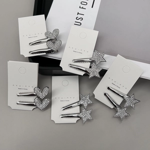 Pinces à Cheveux Étoile Cœur en Strass pour Femmes Élégante Pince Latérale Bec de Canard en Alliage Argent Accessoires Cheveux