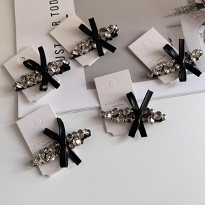 Luxury Korean bowknot hair clips with sparkling rhinestones set of 5 on display cards