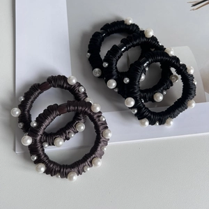 Chouchous Élégants Ornés De Künstliche Perles Haute Élasticité Chouchous En Satin Pour Femmes Filles Accessoires Quotidiens