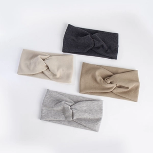 Lot de bandeaux croisés en maille côtelée pour yoga et sport en gris, beige et kaki