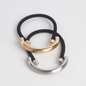 Minimalist Alloy Semi-Circle Hair Tie Metal Matte Gold Silver Brushed Ponytail Holder Fashion Hair Accessories for Women