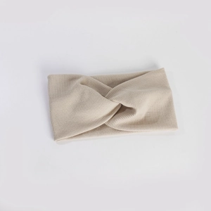 Bandeau en tricot côtelé beige avec nœud torsadé pour le yoga et le sport accessoire