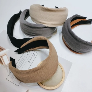 Minimalist wide sponge headband set in ribbed knit fabric earth tones colors