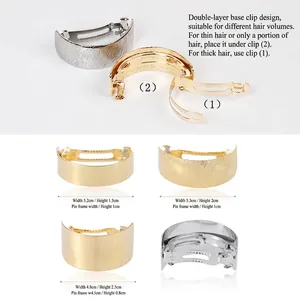 Brushed metal hair clips set in gold and silver with curved double-layer spring design