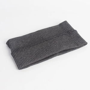 Deep grey knitted ribbed headband with elastic cotton blend fabric for men and women