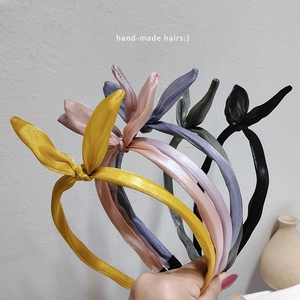 Serre-tête en Satin avec Nœud Oreilles de Lapin Mignon Accessoires Cheveux Fait Main pour Femmes Filles Maquillage Lavage du Visage