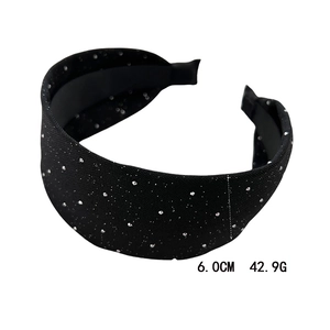 Eleganter breiter schwarzer Haarreif mit glitzernden Strasssteinen und 6,0 cm Breite