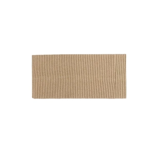 Minimalist light brown knitted elastic headband with classic ribbed texture for autumn winter