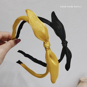 Serre-tête oreilles de lapin avec nœud en satin, ensemble doré et noir chic