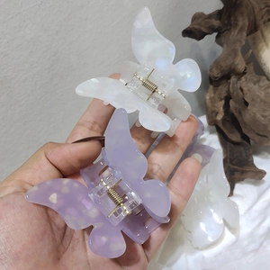 Pince à Cheveux Papillon Élégante Style Coréen en Acétate Iridescent Effet Marbré Avec Ressort en Métal pour Femme Bijoux