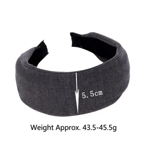 Dark grey knitted ribbed headband, 5.5cm wide French style retro hair hoop for women