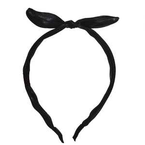 Serre-tête oreilles de lapin noir brillant pour le coiffage et le nettoyage du visage