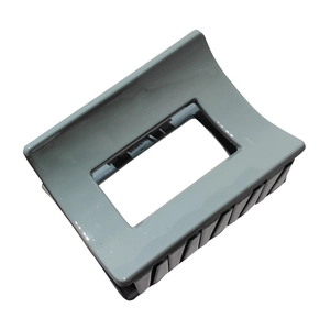 French style minimalist hollow square hair claw clip in light grey for ponytail styling