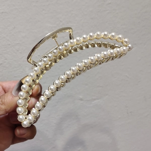 Grande Pince à Cheveux en Métal Avec Künstliche Perles d'Imitation Strass Élégante Barrette en Alliage Pour Femmes Coiffure Quotidienne