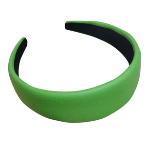 Serre-tête large rembourré vert émeraude élégant avec texture cuir litchi pour femmes