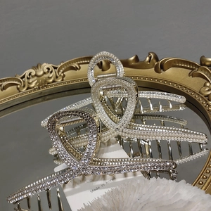 Pince à Cheveux Grande en Métal Élégante Coréenne pour Femmes Alliage Strass Künstliche Perle Accessoires de Coiffure