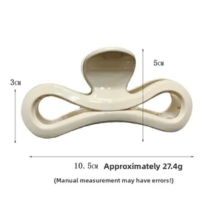 Dimensions détaillées de la grande pince à cheveux blanc crème de 10,5 cm avec spécifications