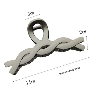 Detailed dimensions of 11cm matte grey-green shark hair claw clip with wave texture