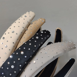 Serre-tête rembourré de style français avec cristaux brillants en plusieurs couleurs