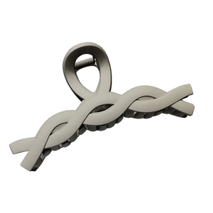 Elegant matte Morandi beige shark hair claw clip with large cross design for thick hair
