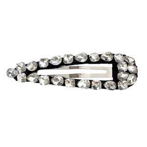 Elegant teardrop waterdrop hair clip with sparkling crystals and silver metal base