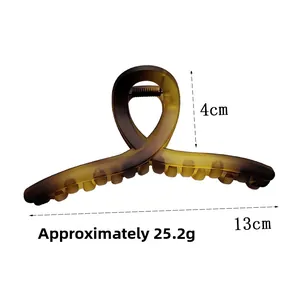 Grande pince à cheveux mate dégradé marron-vert, dimensions 13cm x 4cm, 25,2g