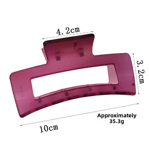 Detailed dimensions of large purple matte hair claw clip measuring 10cm length and 35.3g weight