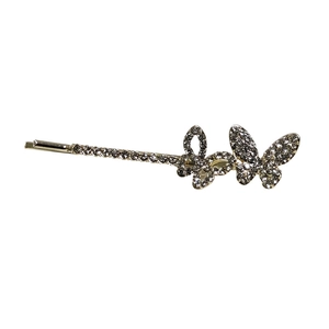 Eleganter silberner Haarclip mit funkelnden Strasssteinen und filigranem Schmetterlings-Design