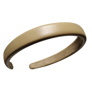 Elegant French sponge headband in camel faux leather with vintage padded texture