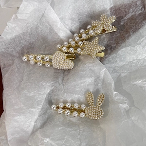 Barrettes à Cheveux Élégantes en Alliage Avec Künstliche Perles d'Imitation Cœur Étoile Fleur Lapin Pour Femmes Filles Accessoires de Cheveux Style Coréen