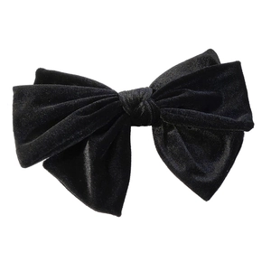 Elegant vintage black velvet bow hair clip with multi-layer folding for women